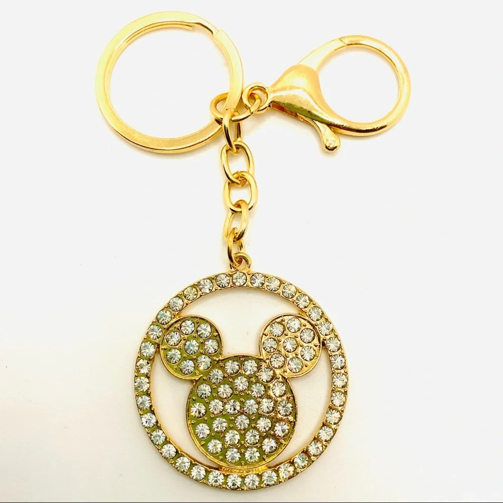 NWT Mickey Mouse Purse Charm Key Chain Crystals set in golden tone. BRAND NEW